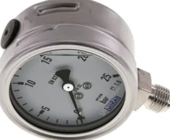 Chemie-Glycerin-Manometer senkrecht, 63mm, 0 - 25 bar