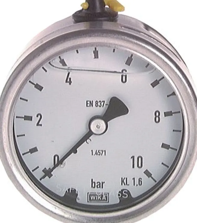 Chemie-Glycerin-Manometer waagerecht, 63mm, 0 - 4bar
