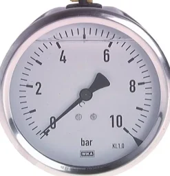 Chemie-Glycerin-Manometer waagerecht, 100mm, 0 - 10bar