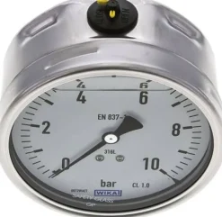 Chemie-Glycerin-Manometer waagerecht, 100mm, 0 - 10bar