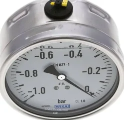 Chemie-Glycerin-Manometer waagerecht, 100mm, -1 bis 0bar