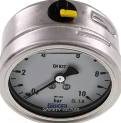 Chemie-Glycerin-Manometer waagerecht, 63mm, 0 - 10bar