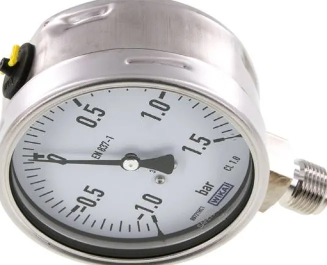 Chemie-Manometer senkrecht, 100mm, -1 bis 1,5 bar