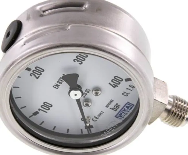 Chemie-Manometer senkrecht, 63mm, 0 - 400 bar