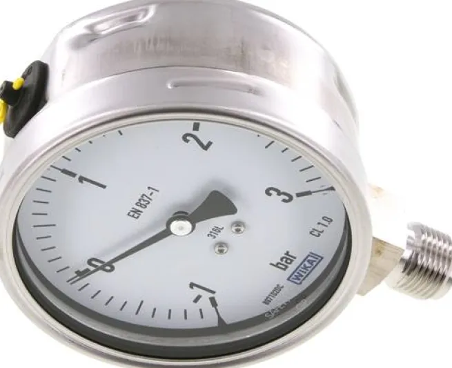 Chemie-Manometer senkrecht, 100mm, -1 bis 3 bar
