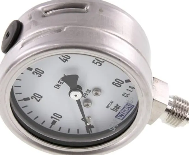 Chemie-Manometer senkrecht, 63mm, 0 - 60 bar