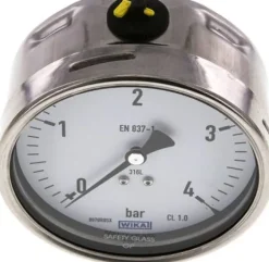 Chemie-Manometer waagerecht, 100mm, 0 - 4 bar