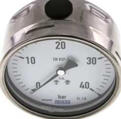Chemie-Manometer waagerecht, 100mm, 0 - 40 bar