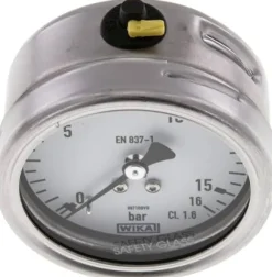 Chemie-Manometer waagerecht, 63mm, 0 - 16 bar