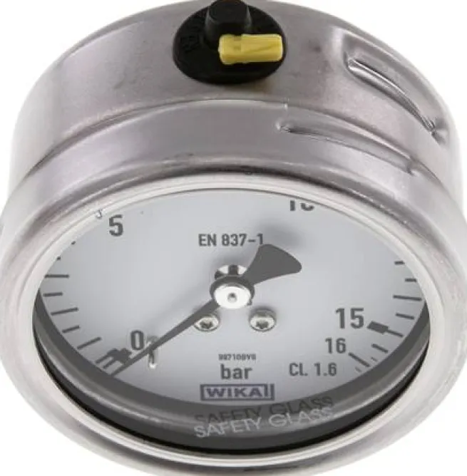 Chemie-Manometer waagerecht, 63mm, 0 - 16 bar