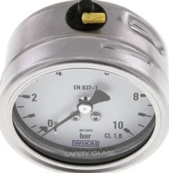 Chemie-Manometer waagerecht, 63mm, 0 - 10 bar