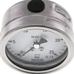 Chemie-Manometer waagerecht, 63mm, 0 - 25 bar, Edelstahl