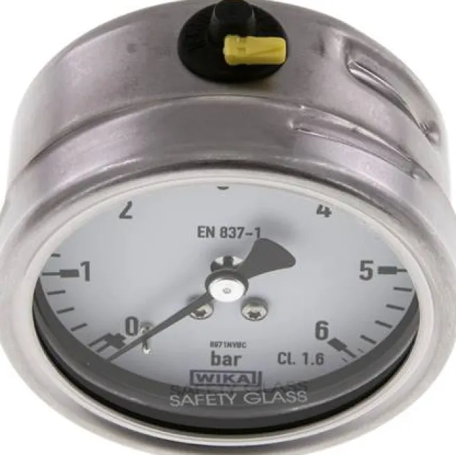 Chemie-Manometer waagerecht, 63mm, 0 - 6 bar