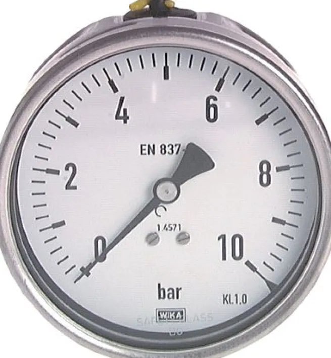 Chemie-Manometer waagerecht, 63mm, 0 - 25 bar