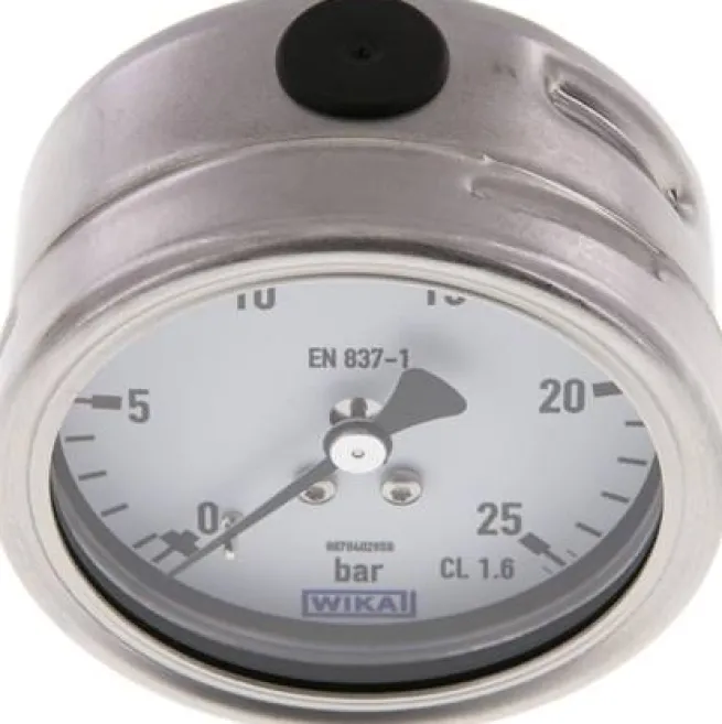 Chemie-Manometer waagerecht, 63mm, 0 - 25 bar