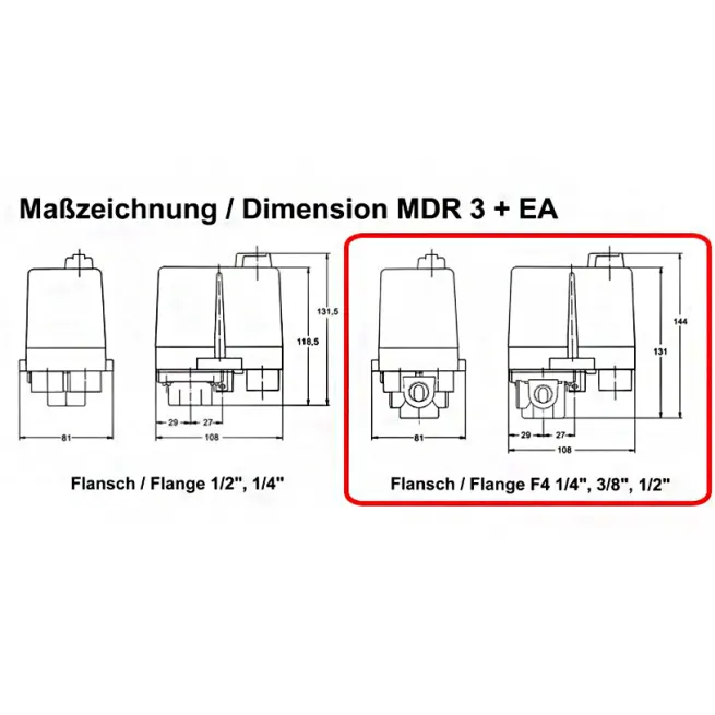 Condor Druckschalter Typ MDR 3/16 EA 212348 Anschluss F4 G1/2 103045