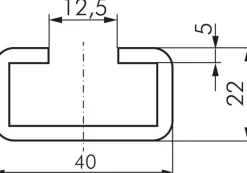 C-Tragschiene, 40x22mm, Stahl blank, 1mtr