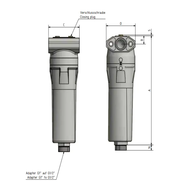 DF-Kartuschenfilter APF93 CAK G3/4 Durchfluss 110 m³/h