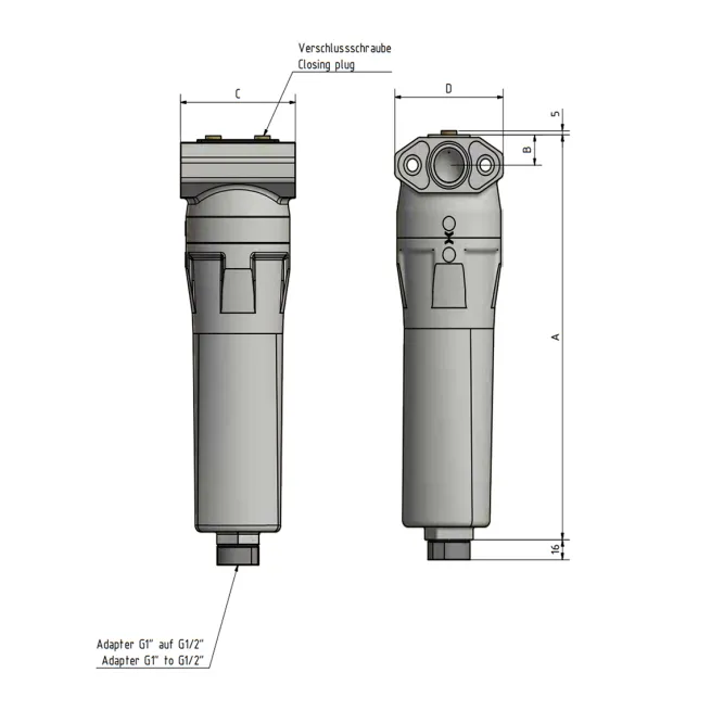 DF-Kartuschenfilter APF83 CAK G3/4 Durchfluss 60 m³/h