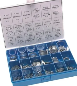 Dichtringsortiment, Aluminium, 12 Abmessungen (4 - 22 mm)