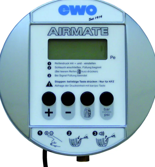 Digitaler Reifenfüllautomat ewo airmate, Tankstellenausführung 5,5 bar für PKWs - geeicht