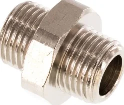 Doppelnippel G 1/8"-G 1/8", Messing vernickelt