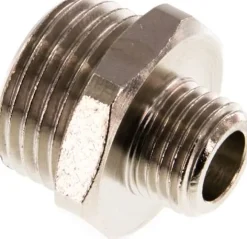 Doppelnippel G 1/2"-G 1/4", Messing vernickelt