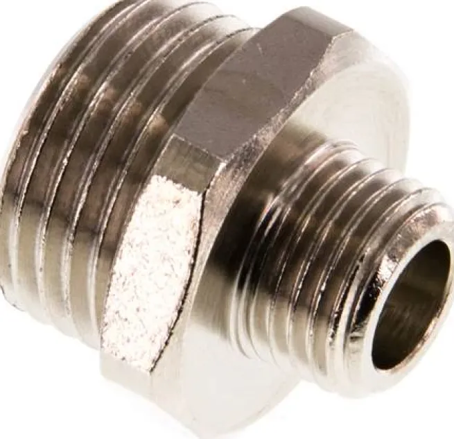 Doppelnippel G 1/2"-G 1/4", Messing vernickelt