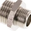 Doppelnippel G 1/2"-G 3/8", Messing vernickelt