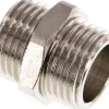 Doppelnippel G 1/2"-G 1/2", Messing vernickelt