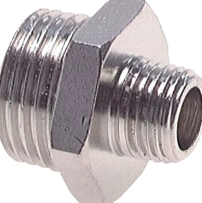 Doppelnippel G 1/2"-G 1/2", Messing vernickelt