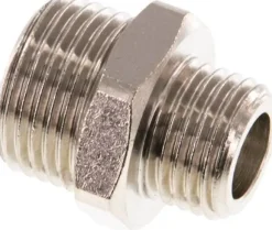 Doppelnippel G 3/8"-G 1/4", Messing vernickelt