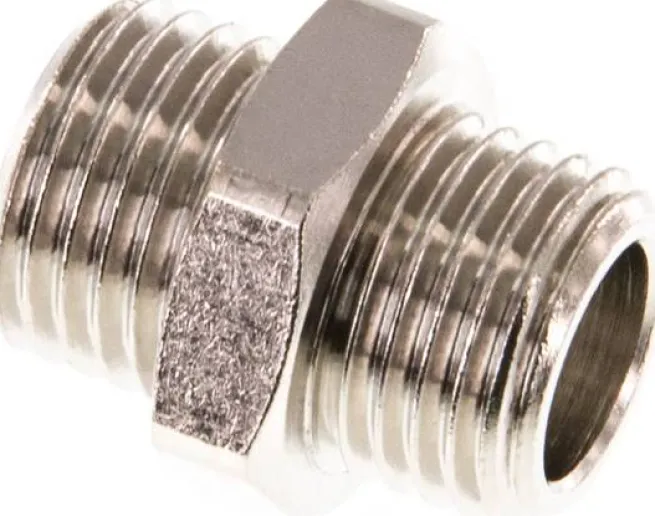 Doppelnippel G 1/4"-G 1/4", Messing vernickelt