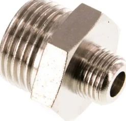 Doppelnippel G 3/8"-G 1/8", Messing vernickelt