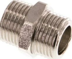 Doppelnippel G 3/8"-G 3/8", Messing vernickelt