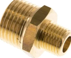 Doppelnippel R 1/2"-R 1/4", Messing/Rotguss