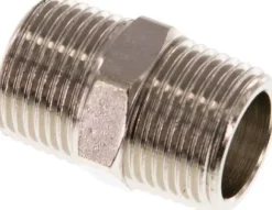 Doppelnippel R 3/8"-R 3/8", Messing vernickelt