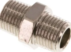 Doppelnippel R 1/8"-R 1/8", Messing vernickelt