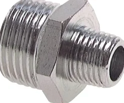 Doppelnippel R 1/4"-R 1/4", Messing vernickelt