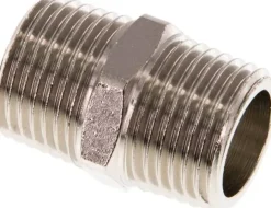 Doppelnippel R 1/2"-R 1/2", Messing vernickelt