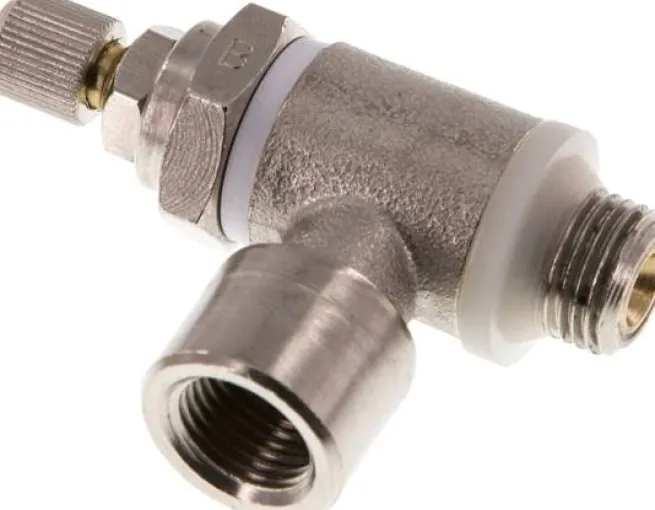 Drosselrückschlagventil G 1/8", abluftregelnd (B), Messing, Rändelschraube und Kontermutter