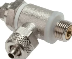Drosselrückschlagventil G 1/4"-10 x 8mm, abluftregelnd (B), Messing, Schlitzschraube und Kontermutter