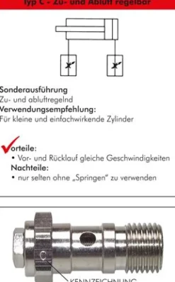 Drosselrückschlagventil G 1/4"-6 x 4mm, zu- und abluftregelnd (C), Aluminium