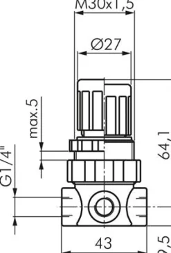 Druckbegrenzungsventil, G 1/4", 0,15 - 7 bar, Mini