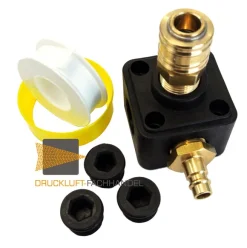 Druckluftverteiler Wanddose 5x G 1/2 / Kunststoff + Kupplung / Nippel NW 7,2 + Zubehör