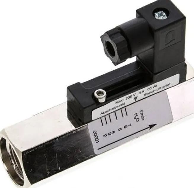 Durchflusswächter G 1/2" (IG), 2 - 7 l/min, Messing vernickelt,für wässrige Medien