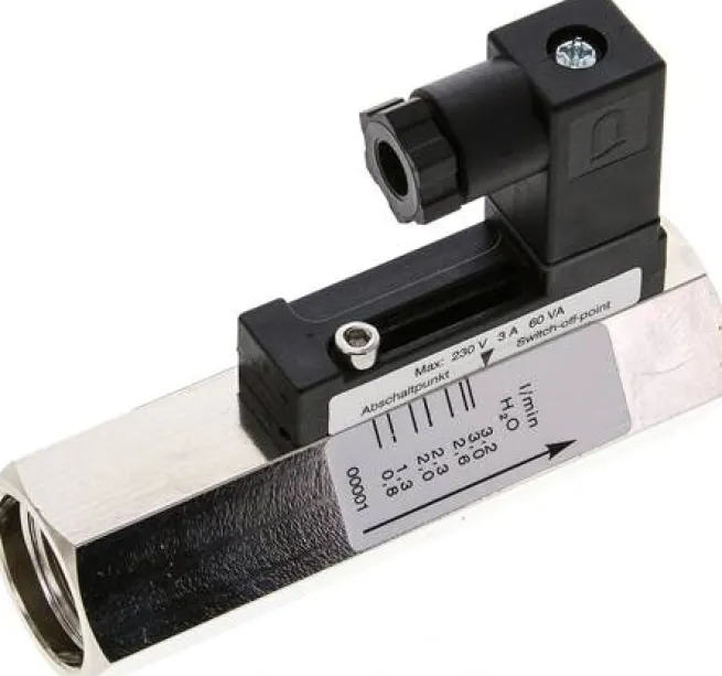 Durchflusswächter G 1/2" (IG), 0,8 - 3 l/min, Messing vernickelt,für wässrige Medien
