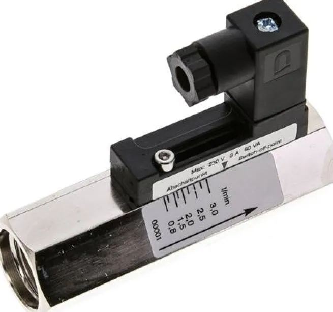 Durchflusswächter G 1/2" (IG), 0,8 - 3 l/min, Messing vernickelt