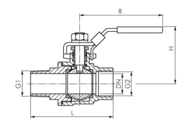 Edelstahl-Kugelhahn, Eco-Line leicht, R 1/2" / Rp 1/2", 0 bis 63bar