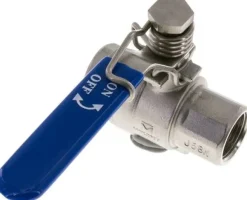 Edelstahl-Kugelhahn, Rp 3/4", -0,9 bis 63bar, federschließend